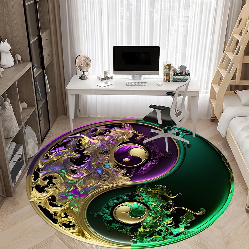 1pc Yin Yang Symbol Chair Carpet for Office, Soft Flannel Throw Mat, Perfect for Office,Holiday Party Decoration Choice yy251113187