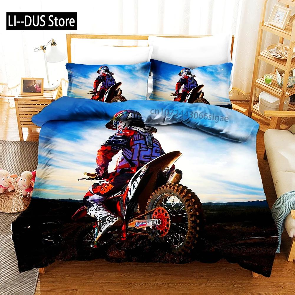 Sexy Girl Motocross Duvet Cover Extreme Sports Theme Bedding Set for Boys Teens Man Microfiber 3D Beauty Queen King Quilt Cover