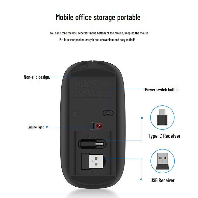 Wireless Silent Charging Ultra-Thin Mouse for Apple Laptops and Tablets