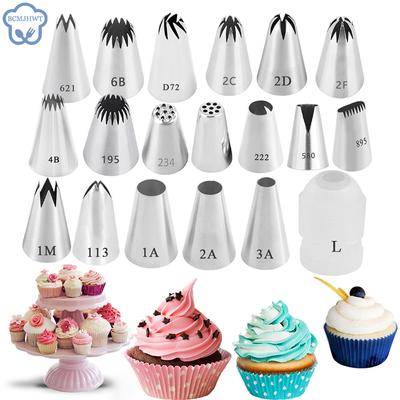 19pcs Cookie Cake Decorating Tips Set Russian Open Star Piping Nozzles Tips Cupcake Cookies Icing Piping Pastry Nozzles