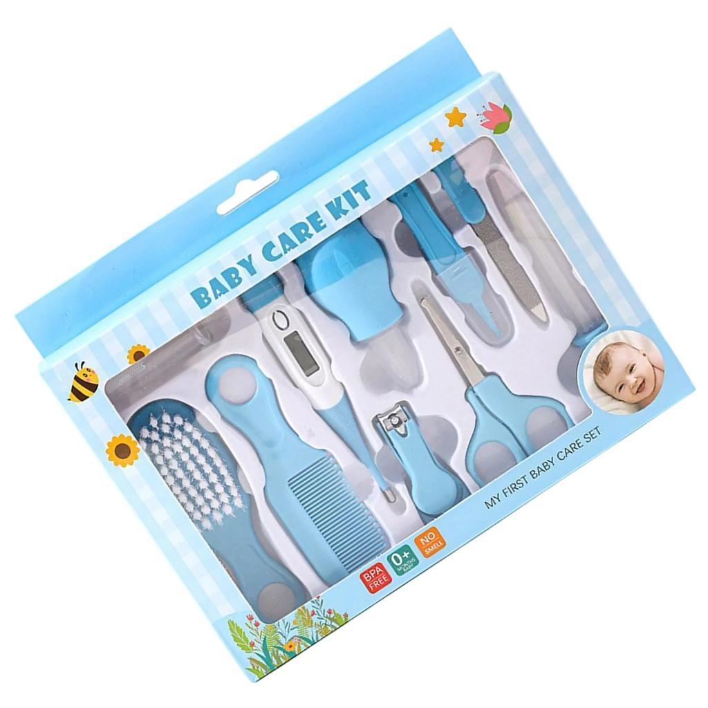Kit Cura Bebè da 10 Pezzi Include Lima per Unghie, Aspiratore Nasale e Spazzolino da Dita con Pettine per le Esigenze Quotidiane del Neonato