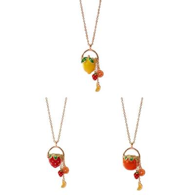 Stylish Fruit Inspired Tassels Pendant Necklace Minimalist Versatile for Casual Work Party Collarbone Length Accessory