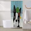 Cute Christmas Boston Terrier Shower Curtain Set with Hooks, Waterproof Polyester Bathroom Decor for Festive Home Holiday Style