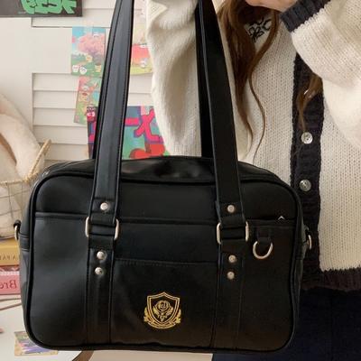 Japanese Girls PU Leather Retro New Style College Style Large Capacity JK Uniform Briefcase Fashionable Single Shoulder Diagonal Cross