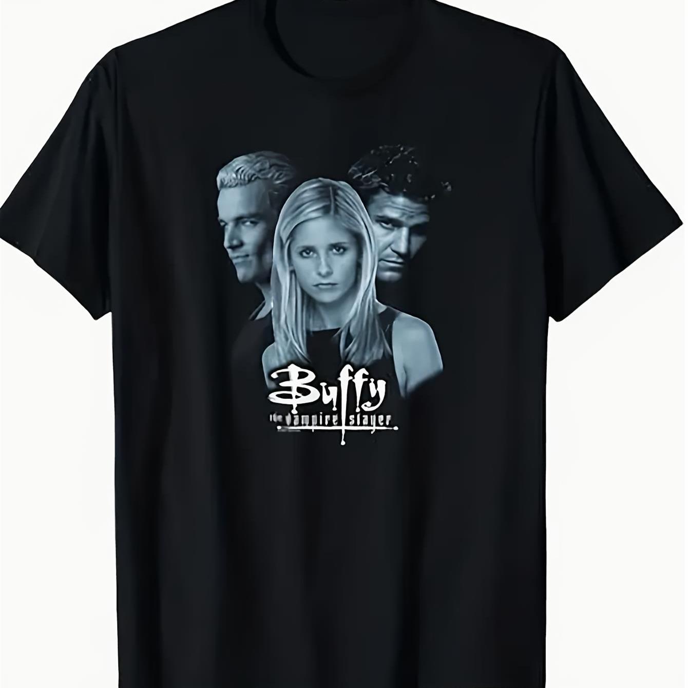 

Футболка с рисунком «Истребительница вампиров Баффи, Спайк и Энджел», мужская футболка, всесезонная, унисекс, из чистого хлопка, повседневная, модная, уличная 4XL