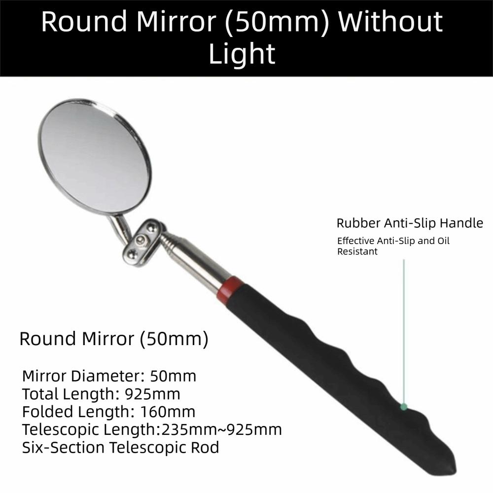 Long Handle Telescoping Inspection Mirror Round Extendable 360° Swivel Mirror Mechanic Repairing