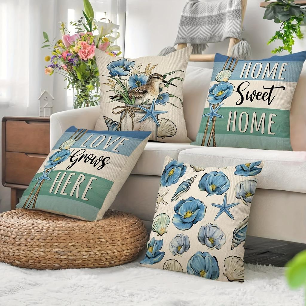 Nautical Elements Home Decorative Pillow CasesLiving room sofa cushion cover, soft and comfortable, bedroom room decoration