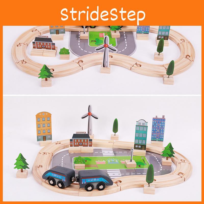 סט מסלול רכבת מעץ צעצועים לילדים משחק חינוכי עם 46 חלקים