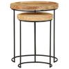 2 Piece Coffee Table Set Solid Mango Wood and Steel
