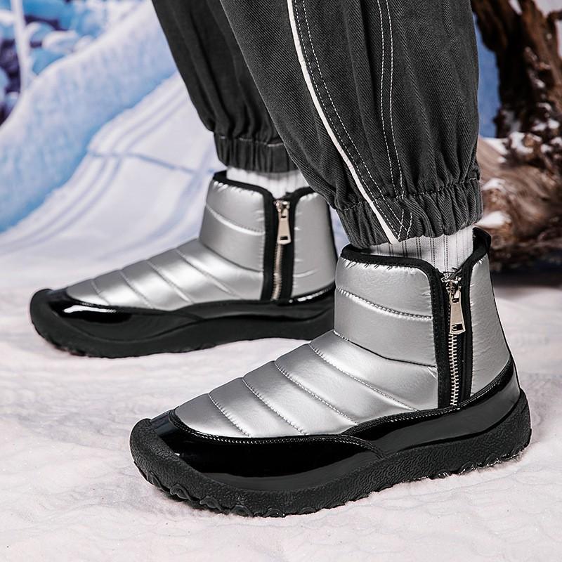 Kids Shoes Mens Winter Snow Boots With Dual Side Zippers Warm Thick Lined Rubber Sole Slip-Resistant Casual Outdoor Shoes