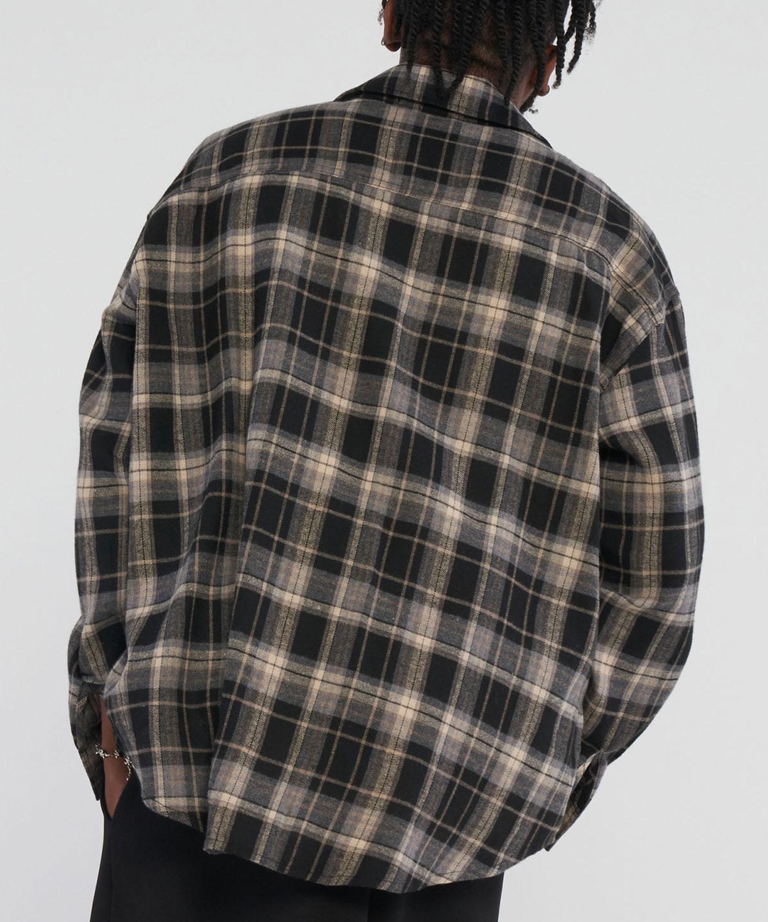 Tener Retro Oversized Fit Checkered Shirt_Black Black/F