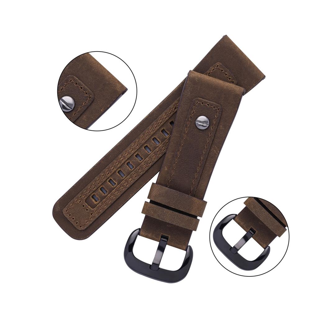 Applicable To The First Layer Of Leather Watch On Friday, Suitable For 28Mm/Retro Suede Brown M2/M1.