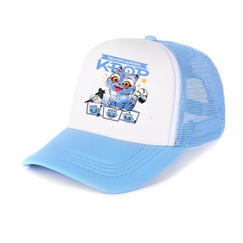 Cute Demon Hunter Girls' Baseball Cap Adjustable Casual Printed Mesh Sun Hat for Kids