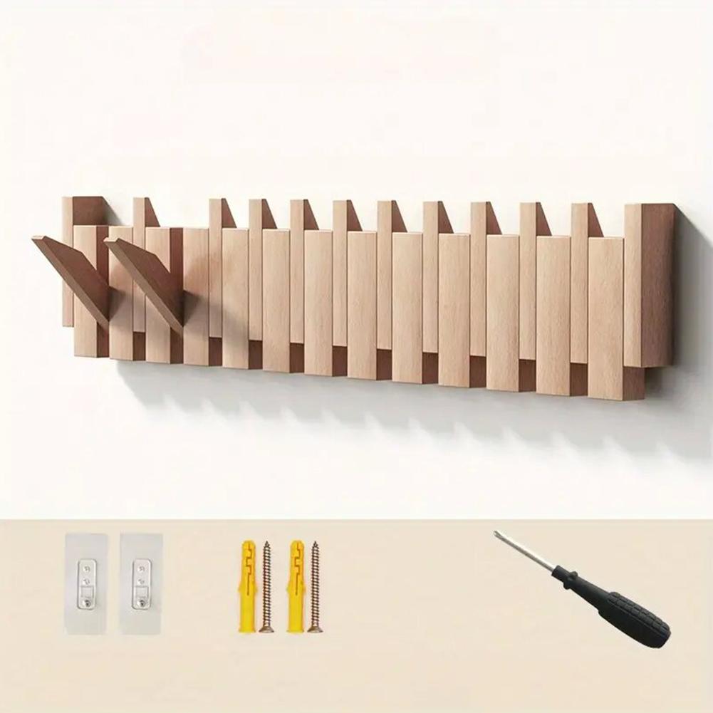 

Вешалка для одежды из орехового дерева, настенная, для входной двери, веранда, вешалка для одежды, перфорированная, из массива дерева, креативная, в виде клавиш пианино, крючок для одежды