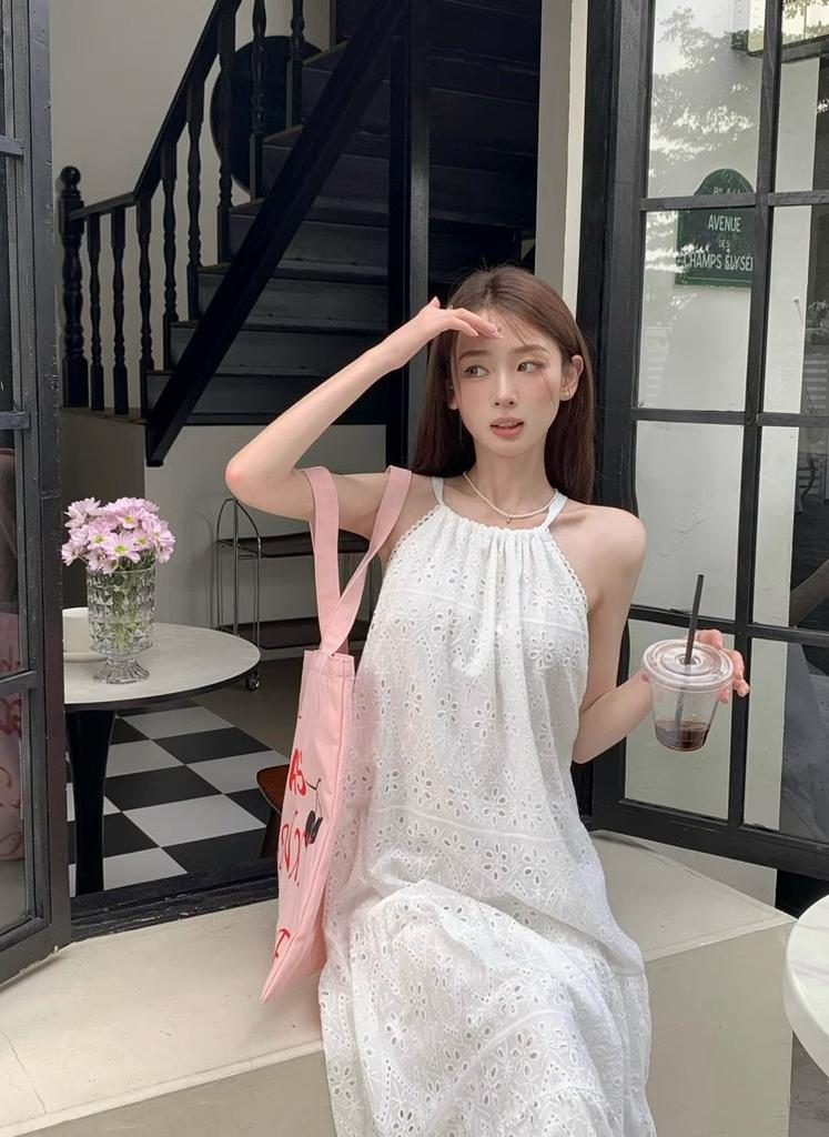 French First Love White Suspender Dress Women's Summer New Seaside Vacation Sleeveless Fairy Beach Skirt