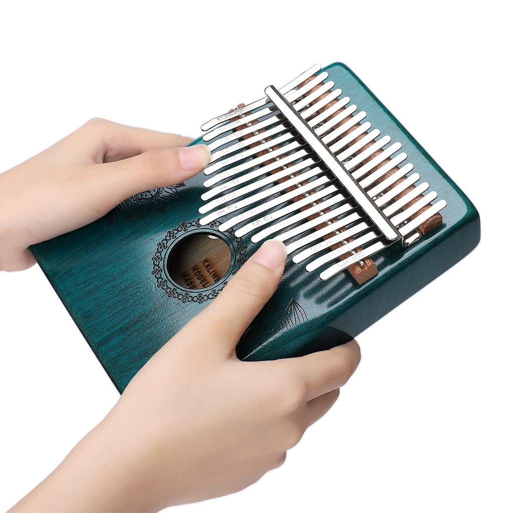 Kalimba 17 Keys Beginner Scale Musical C Thumb Piano Gift for Kids and Includes Book with Japanese Music Protective Tuning Hammer Set Engraved,