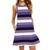 Women's Fashion Beach Dress Sleeveless Round Neck Stripe Print Dress