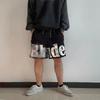 Trendy Brand RHUDE Leather Letter Embroidery Drawstring Mesh Basketball Sports Shorts Men's and Women's High Street Beach Five-point Pants