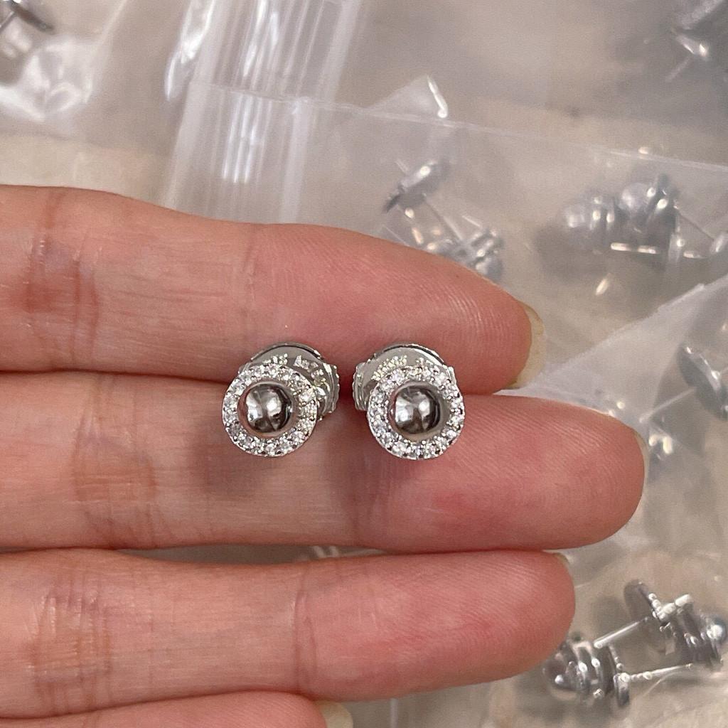 vacuum plated platinum inlaid with sparkling diamonds earring hot selling, highest version on the market  Non-allergic