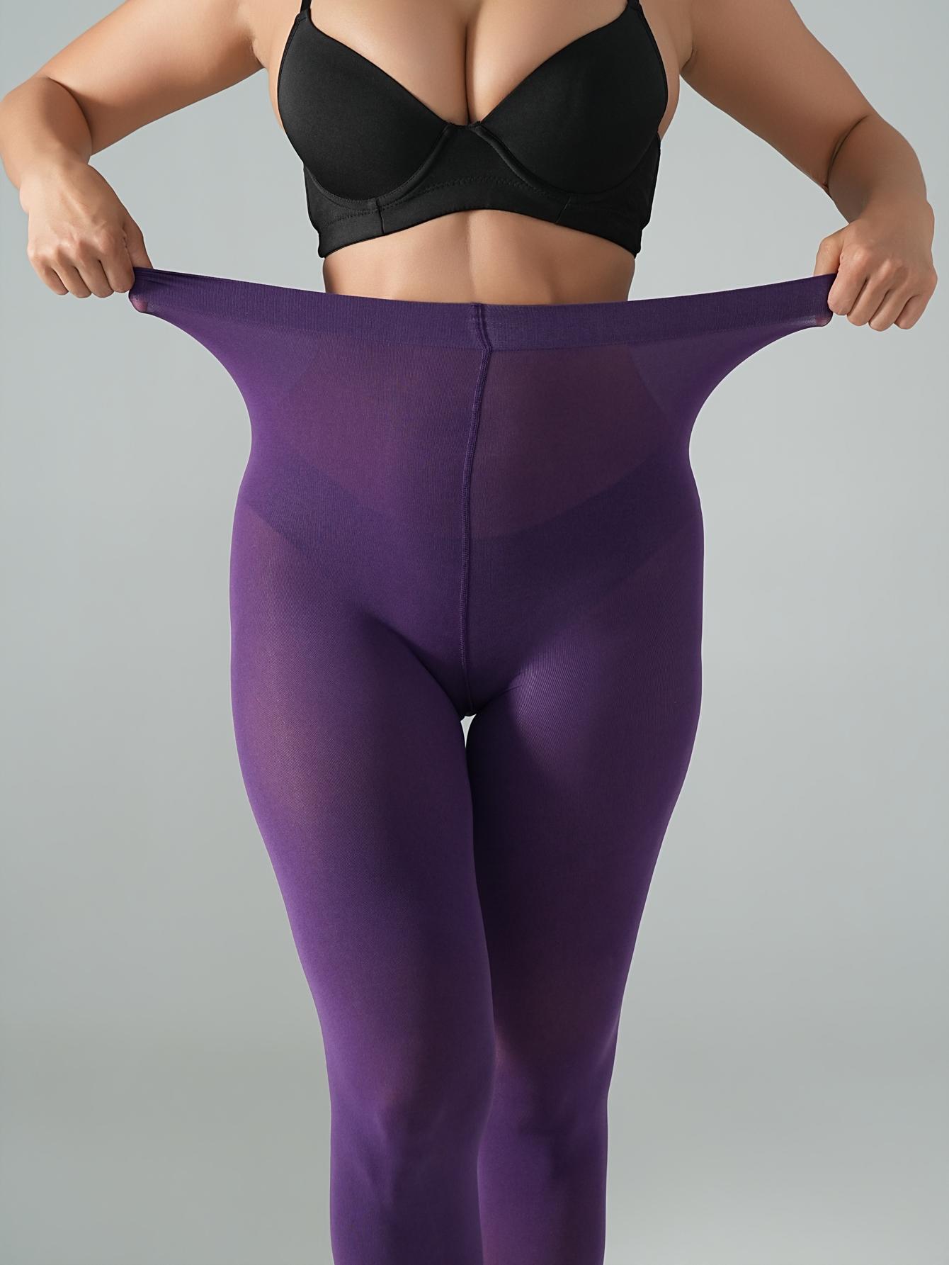 Damen Violette halbtransparente Strumpfhose mit Fuß Einzelpackung Hohelastische weiche Strumpfhose für Freizeit Party Tägliches Modeoutfit L blue