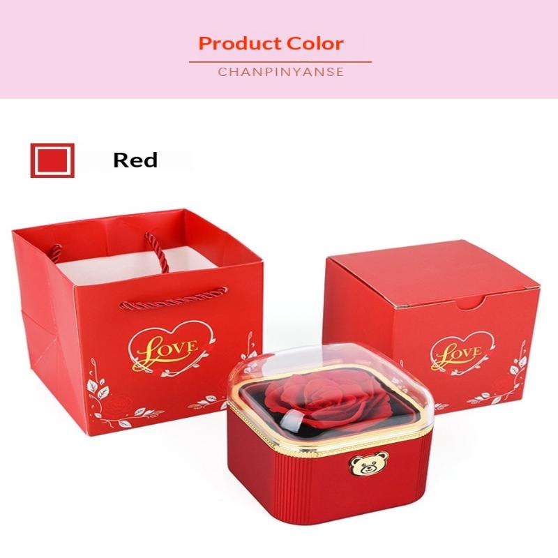 Fashion Cute Flip Necklace Box Romantic Dustproof Rotating Rose Box Automatic Plastic Necklace Storage Case Birthday