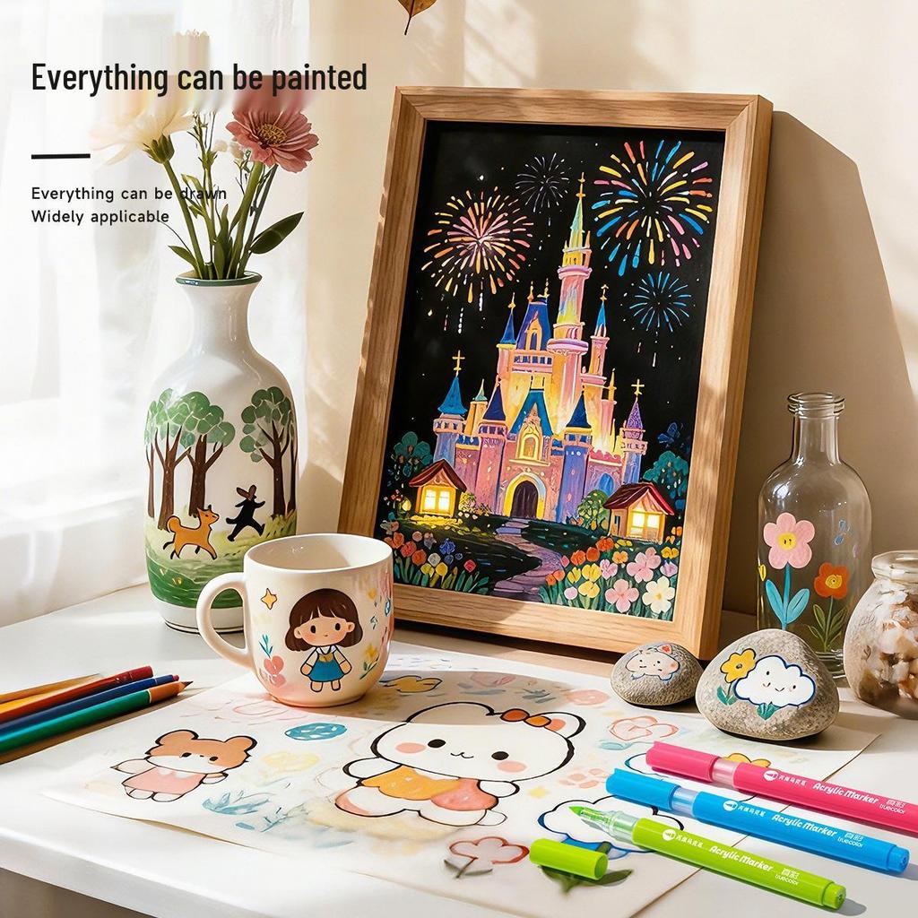 Acrylic Markers for Kids: Opaque Watercolor Pens, Stackable, Soft-Tip for Art Projects