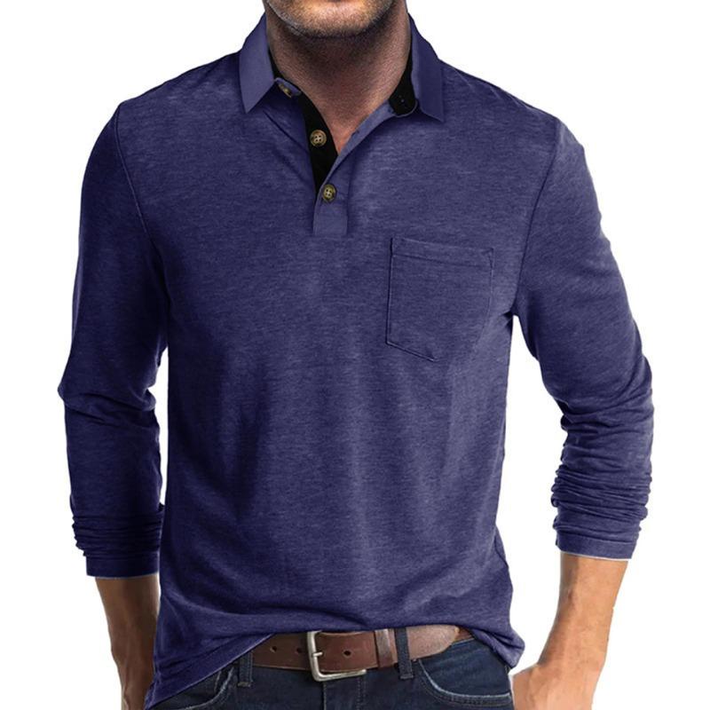 Autumn and Winter Men's Long-sleeved Lapel T-shirt Men's POLO Shirt Tops Bottoming Shirt