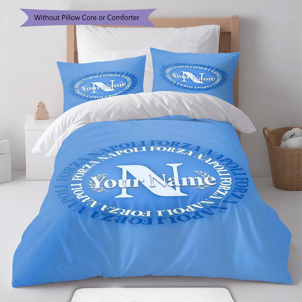 Napoli Crest Custom Name Pattern Bedding Quilt Set Quilt Cover Pillowcase Home Birthday Gift(1 * duvet cover + 2 * pillowcase, without core)