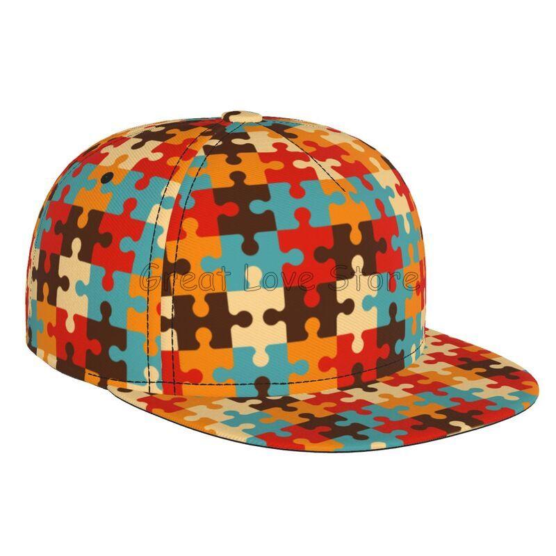 Autism Awareness Baseball Cap Funny Flat Brimmed Hat 3D Printed Snapback Flat Bill Hip Hop Hat for Men and Women