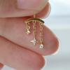 CANNER 1PC 925 Silver Eight-pointed Star CZ Piercing Earring For Women Tassel Chain Stud Earring Party Fine Jewelry