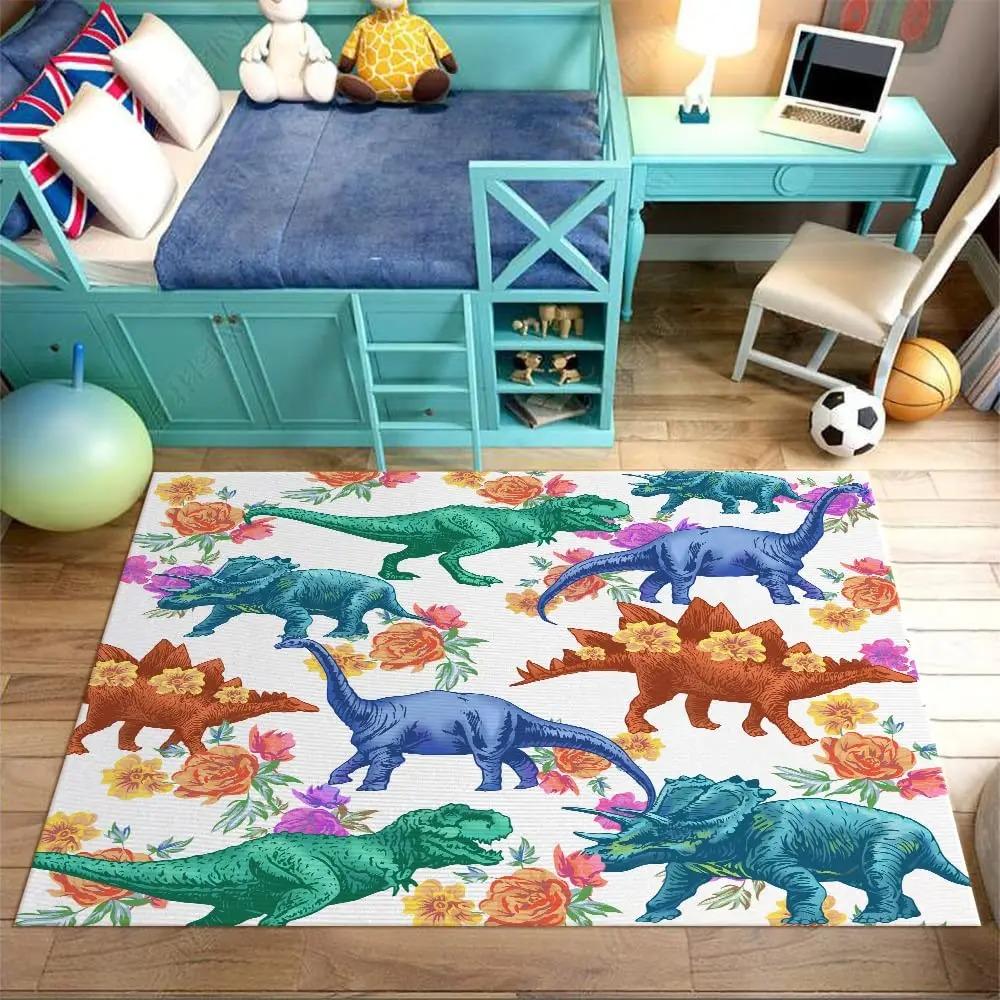 Cartoon dinosaur carpet children's room bedside soft non-slip floor mat game crawling floor mat home decoration carpet door mat