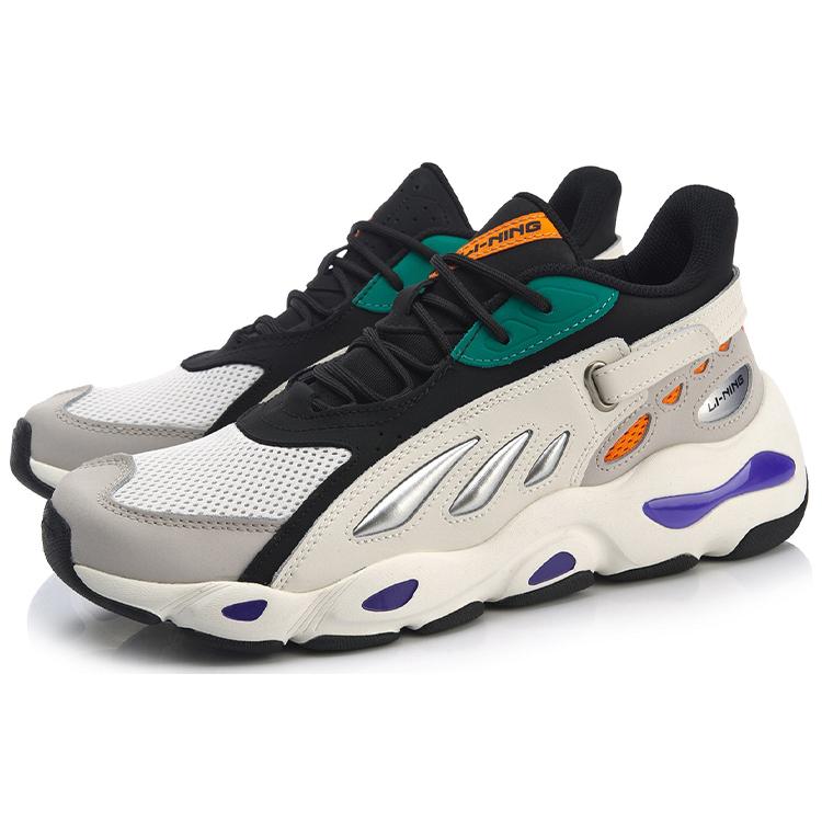 Li Ning Butterfly Cushioning Slip Resistant Abrasion Resistant Low top Chunky Sneakers Gray Black AGCN225-5