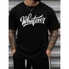 European Sizes Black Cotton Men's Funny "Whatever" Slogan T-Shirt -Casual Short Sleeve Round Neck Tee with Humor Print, Shirt for Casual Attire