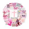 50/100/200 Pink Bible Christian Cartoon Stickers Jesus Loves You Graffiti Stickers Water Bottle Notebook Phone Stickers