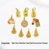 Gold Inlaid Zircon Calligraphy Brush Pendant Beads for Attracting Fortune and Bright Future