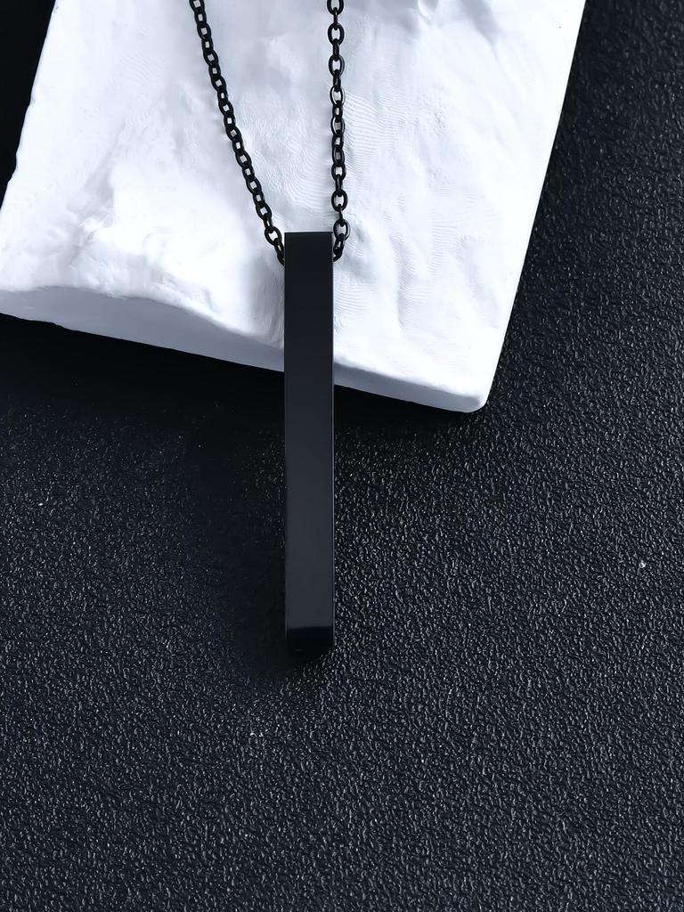 Men's and Women's Minimalist Titanium Steel Rectangular Pendant Necklace