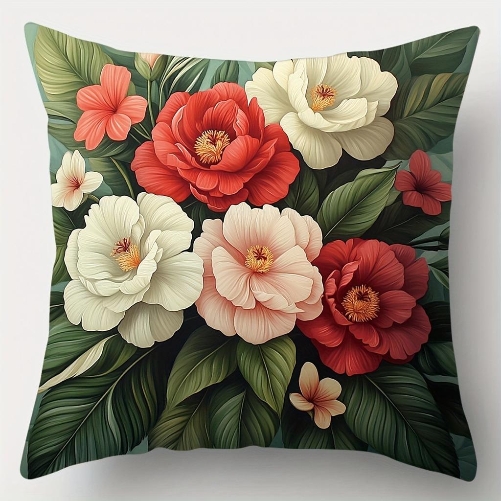 Art Floral Print Pattern Home Decor Pillowcase Bedroom Living Room Sofa Decoration Polyester Cushion Cover With Zipper
