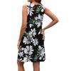 Women's Summer V-neck Casual Beach Vacation Retro Floral Print Sleeveless Patchwork Dress