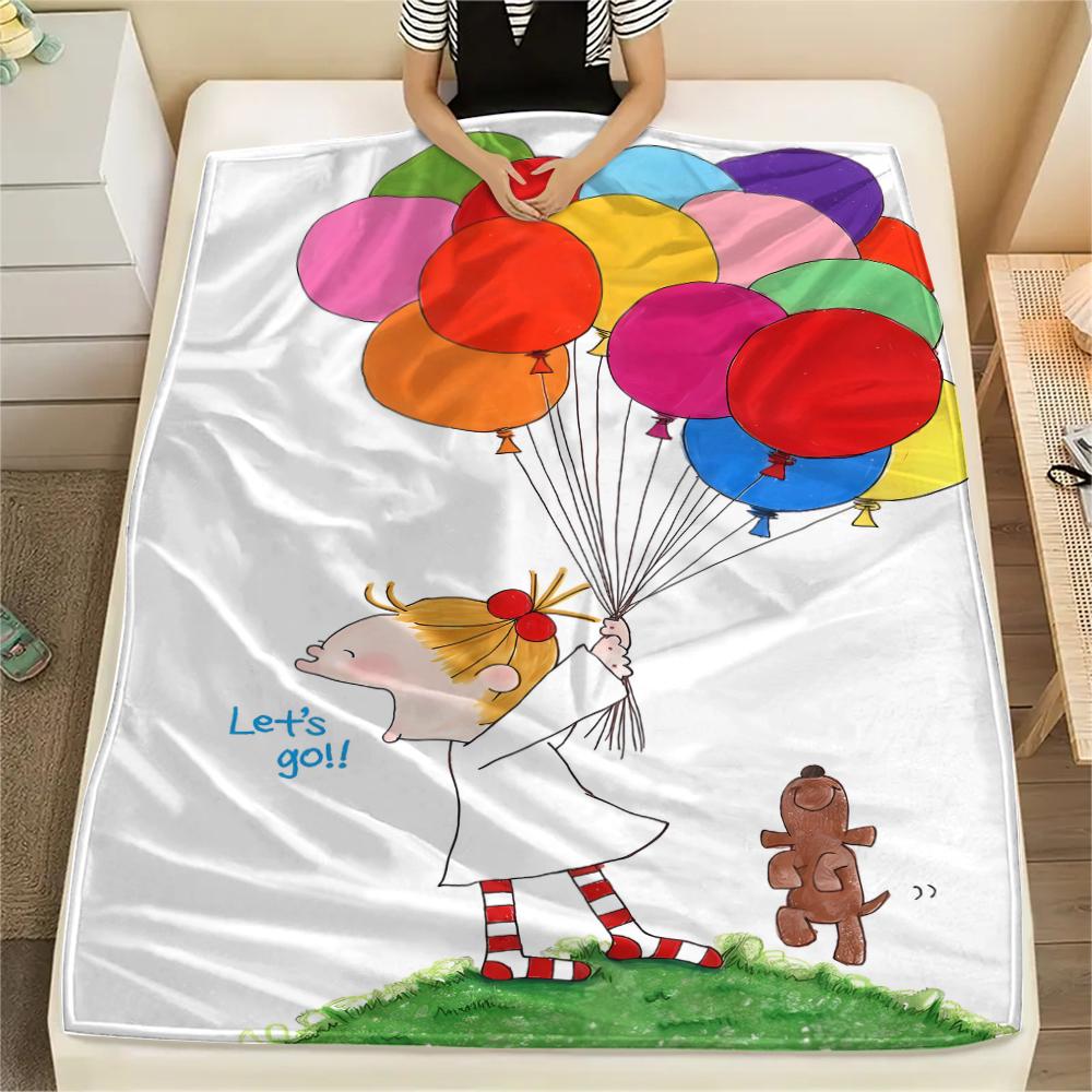 1PC Coco-chan Print Flannel Blanket, High quality All Seasons, Home Decor, Warmth and Comfort, Perfect for Christmas Gifts