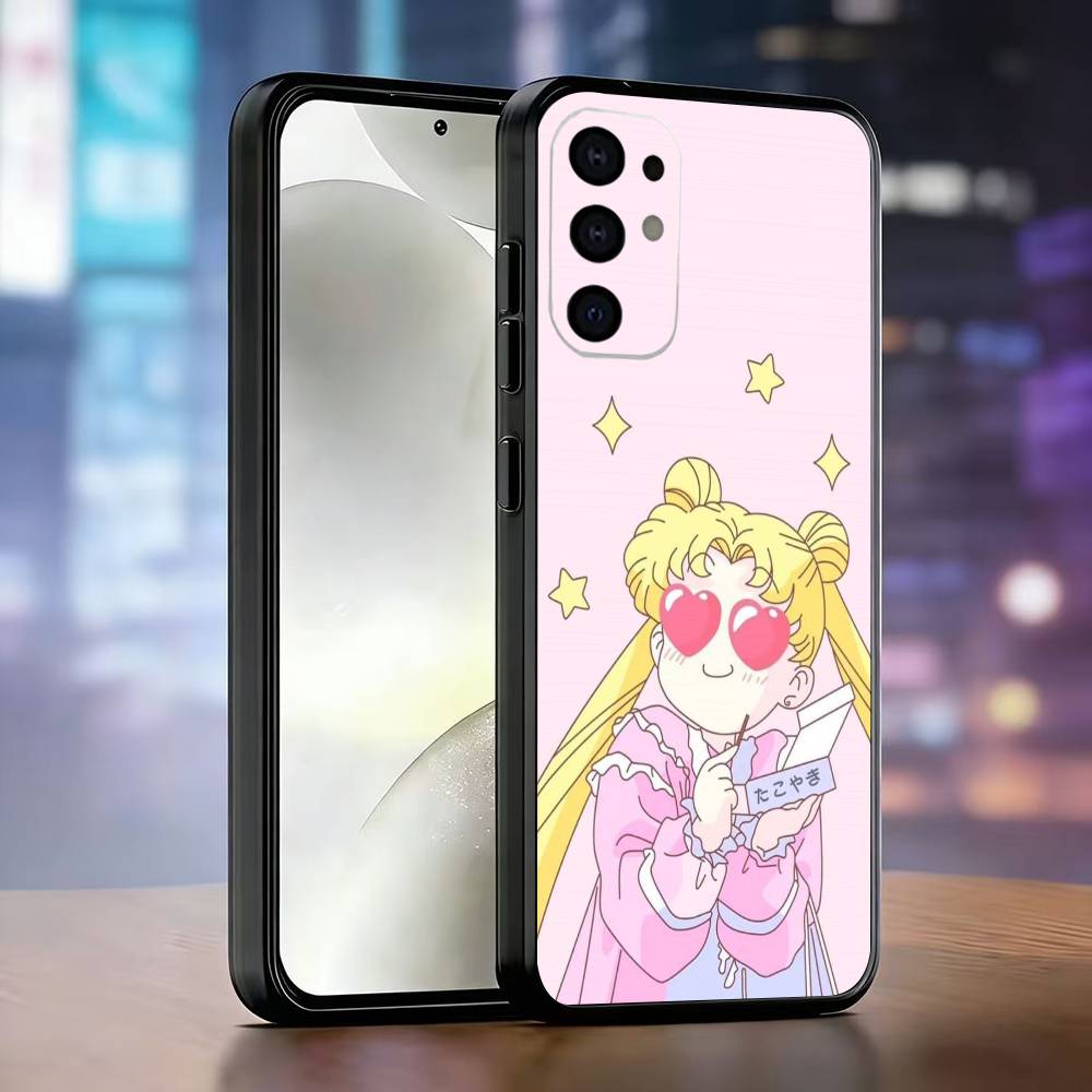 Cartoon S-Sailor M-Moons Phone Case For Samsung S25,S24,S21,S22,S23,S30,Ultra,S20,Plus,Fe,Soft Silicone Black Cover