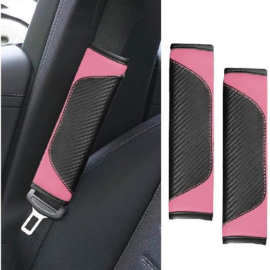 2PCS Car Seat Belt Cover Pad, Soft Carbon Fiber Leather Seatbelt Shoulder Protector For A More Comfortable Driving, Universal Safety Belt Strap Cover