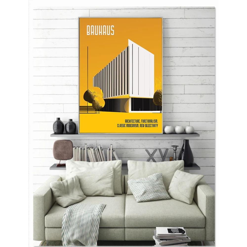Bauhaus Moderne Architektur Poster Linien und Minimalistische Architekten Drucke Leinwand Malerei Wandkunst Bild Heim Wohnzimmer Dekor