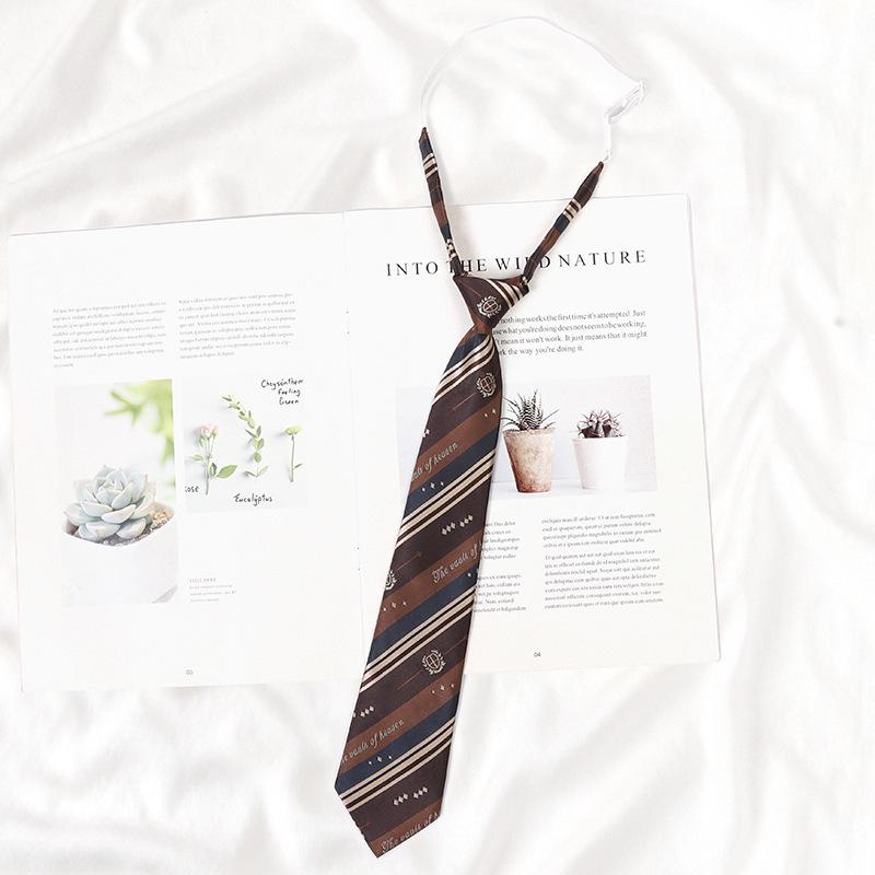 

Коричневый кофейный полосатый ретро-галстук для женщин, повседневный аксессуар ручной работы, вдохновленный стилем японского колледжа