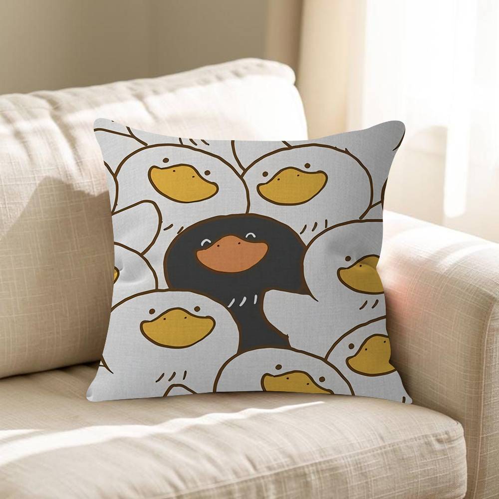 Gelbe und weiße Enten Ahorn Design Kissenbezug Glückliche Herbsternte Dekoration Feiertagsdekoration Kissenbezug