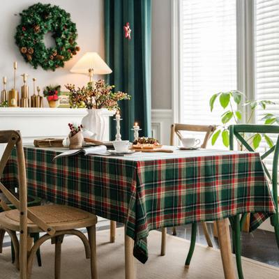 Yousheng Christmas Round Tablecloth Plaid Tassel Tablecloth Home Party Wedding Thanksgiving Birthday Decoration