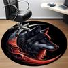 1pc Moon Wolf Office Round Area Rug, Under Office Chairs Bedroom Living Room Home Decor, Room Deco