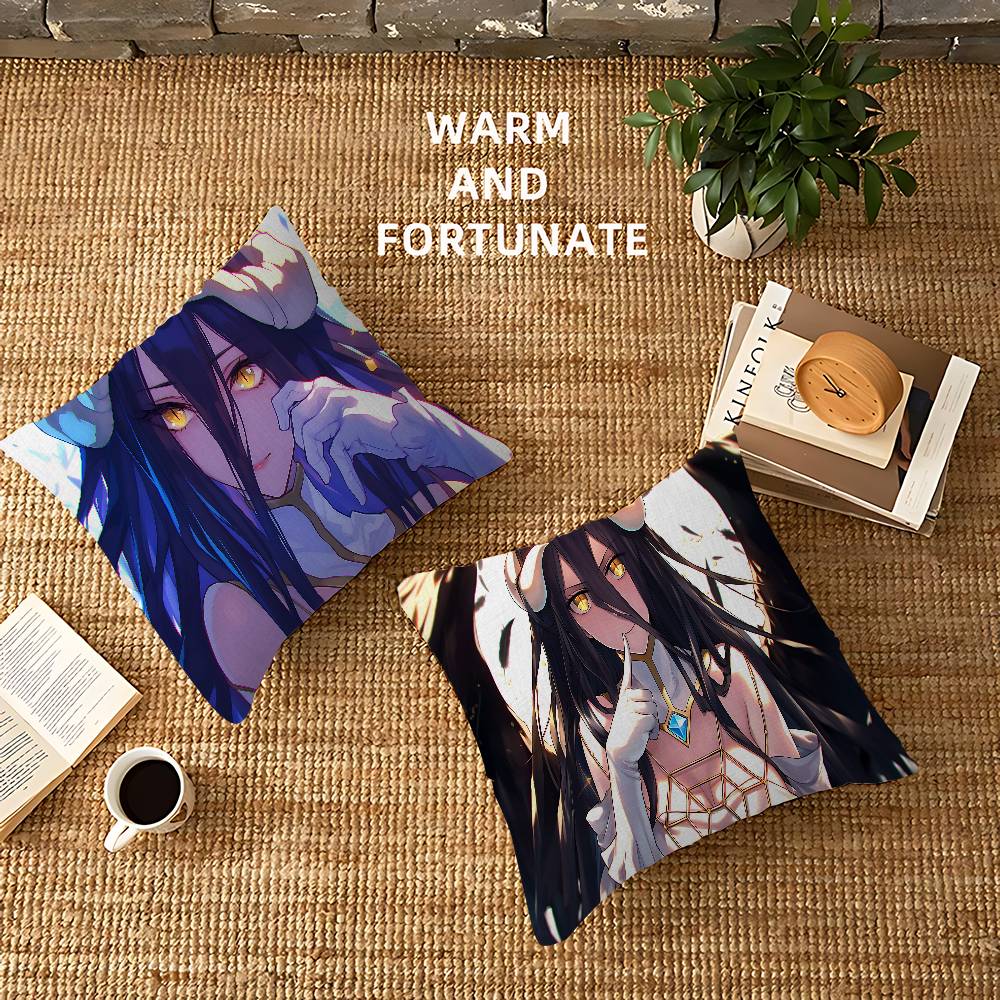 Gamer Albedo Anime Sexy Girls Cushion Cover Polyester Sofa Cushions Decorative Throw Pillows Home Decoration Pillowcover