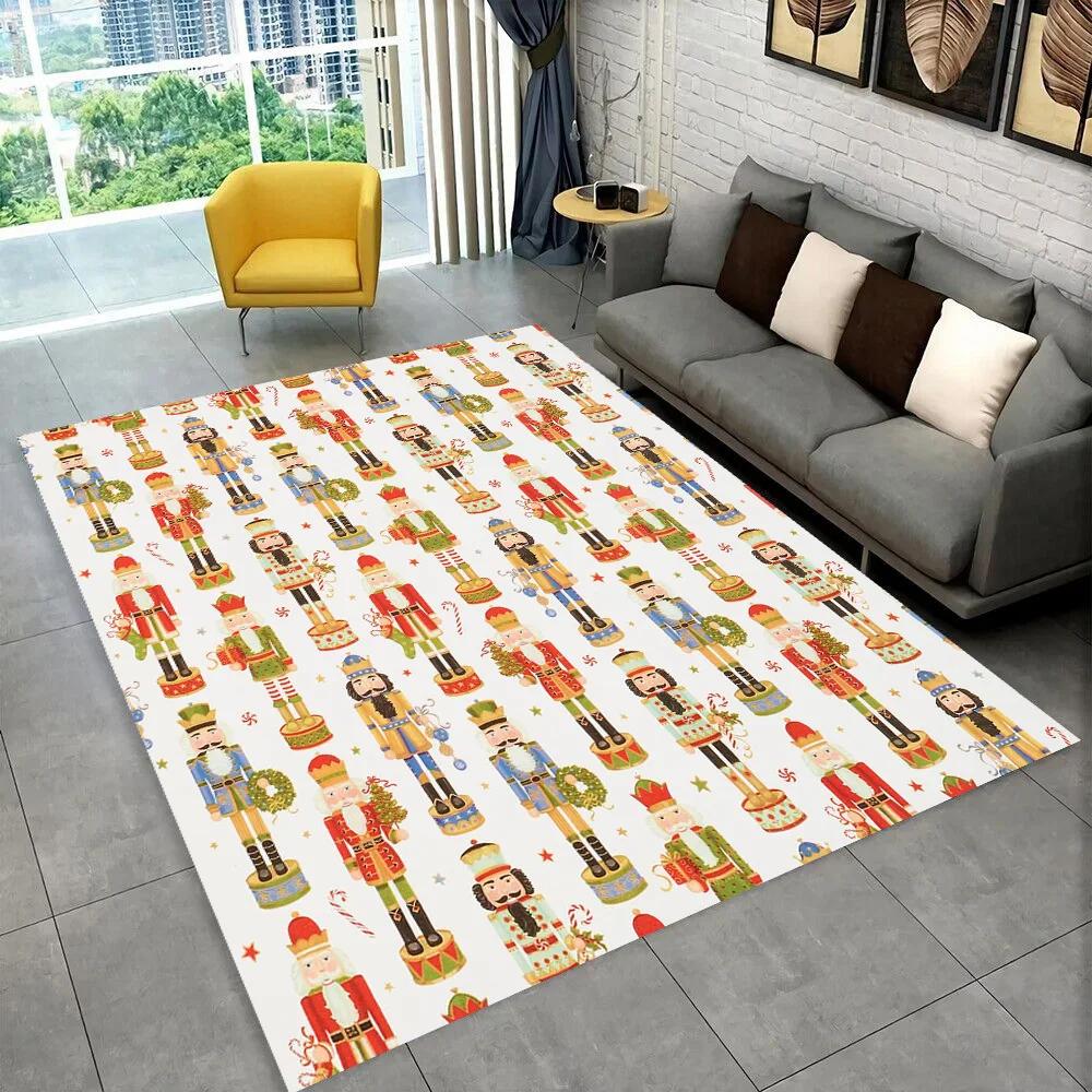 Nussknacker-Weihnachtsbaum-Teppich, Teppich für Zuhause, Wohnzimmer, Schlafzimmer, Sofa, Fußmatte, Dekor, Kinderspiel, rutschfeste Bodenmatte, Geschenk