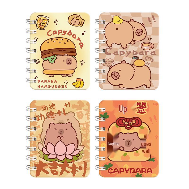Capybara Cartoon A7 Mini Spiral Notebook - Cute & Girly Pocket Book