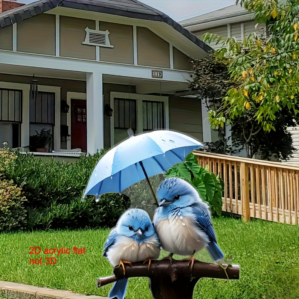 Cute blue bird, 2D flat acrylic, decoration, outdoor, suitable for garden, lawn, gifts, Christmas, Halloween